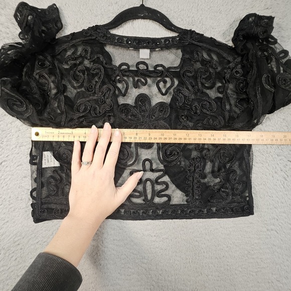 JR Nites By Carol Lin Bolero Jacket Womens S Sheer Whimsigoth Ornate Fairygoth - Picture 12 of 14